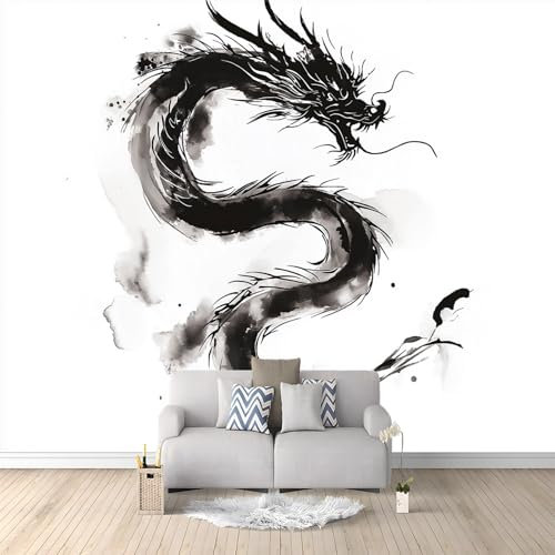 Abstract Ink Painting Dragon Wallpaper Bedroom Kids Boys 3D Wallpaper Mural 200x140 cm White Kids Teens Room 3D Poster Photo Wall Decoration Themed Room Playroom