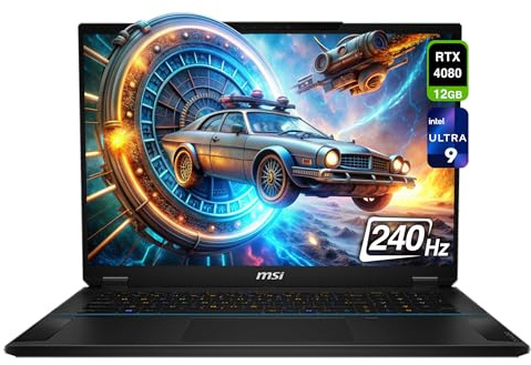 MSI Stealth 18 AI Studio Gaming Laptop, Intel Ultra 9-185H, 64 GB DDR5 RAM, 4 TB PCle SSD, 18” QHD+ (2560x1600) 240Hz, Nvidia G-Force RTX 4080, Backlit Keyboard, W11 Home