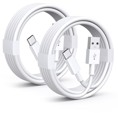 efhxonly 5FT USB C Cable [2Pack], White USB A to USB C Fast Charging for iPhone 16 Cord, for iPad Pro, iPad Air 5th/4th, iPad mini 6th Gen, Fire HD 10 8 and More