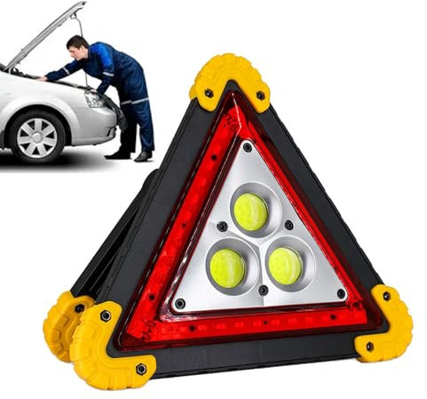 Adsfvs Triangle d'avertissement à LED, Panneau de sécurité à LED Triangulaire - Triangles Routiers à Charge Rapide,Réflecteurs de sécurité Panneau de sécurité Portable Lumineux et accrocheur