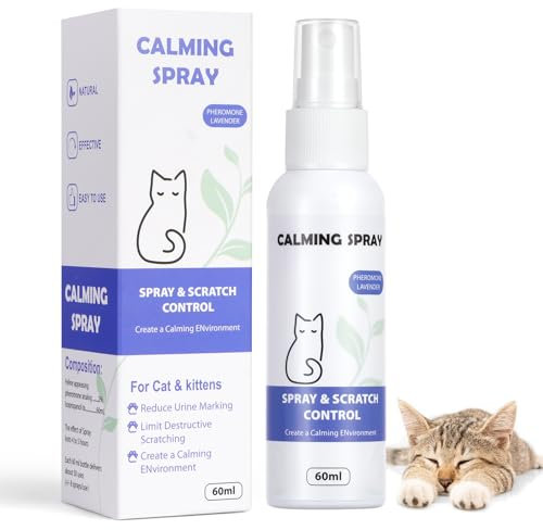 Aomig Beruhigungsspray für Katzen 1Pcs Beruhigendes Pheromon Set mit Stecker Lindert Ängste Stress Problemverhalten Gesichtspheromone für Katzen mit Beruhigender und Entspannender Reisen Freien (60ml)