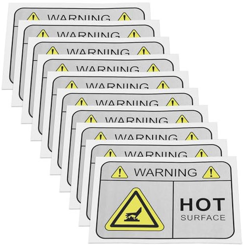 Create idea 10PCS Warning Label for High Temperature Area on Metal Surface 8.9x6.35cm Warning Hot Surface Sign PVC Caution Sign for Workplace Kitchen