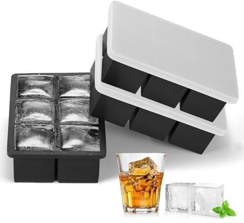 3 Pack Ice Block Trays, Silicone Square Ice Block Mold, Large Ice-Block Moulds, Reusable Silicone Square Maker with Lid for Cocktails Whiskey Juice Coffee Party Drinks