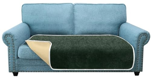 Granbest Non-Slip Sofa Seat Covers 2 Seater Plus Thick Sofa Cover Sofa Protectors from Pets Universal for All Seasons (2 Seater Plus, Dark Green)