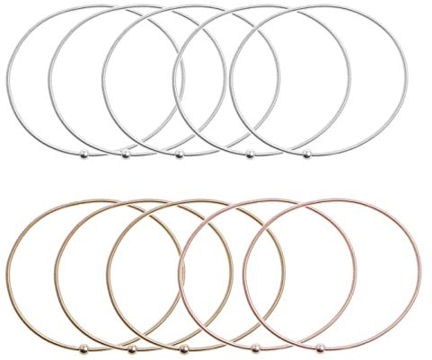 Uqezagpa 10 pulseras de cuerda de guitarra de metal de oro rosa, pulseras apilables para mujeres y niñas, regalo unisex