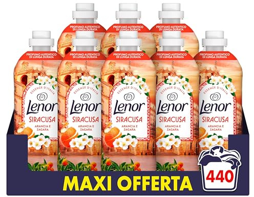 Lenor Ammorbidente Lavatrice Concentrato Essenze d’Italia, 440 Lavaggi (8x55), Siracusa, Note Di Arancia e Zagara, Profumo autentico di lunga durata