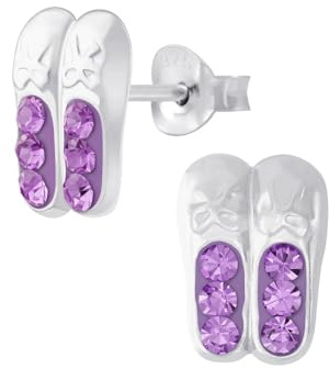 Ballerina Schuh Kristall Ohrringe 925 Silber