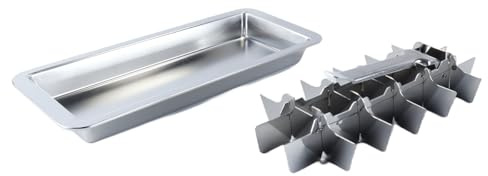 Hoite Stainless Steel Ice Cube Tray 18 Slots with Handle Effortless Removal Large Ice Cube Box for Drinks Whisky Gin Rum Silver