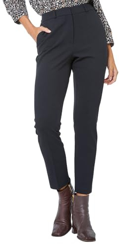 Roman Originals Office Trousers for Women UK Ladies Pants Smart Tapered Stretch 3/4 Length Ankle Grazer Professional Formal Evening Work Casual Autumn Winter - Black Short (61 CM) - Size 16