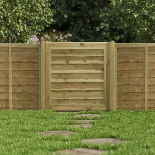 Premier Lap Wooden Garden Gate, 3ft x 3ft Side Gate with Horizontal Boards | 90cm High, Decorative, Pressure Treated Timber, Paintable/Stainable, Pedestrian Rear Gate Entry, for Side Entrance