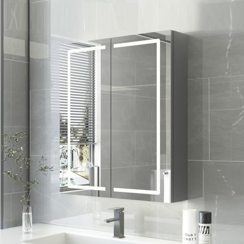 HySail Spiegelschrank Bad mit Beleuchtung, Komplett Vormontiert, 60x70 cm