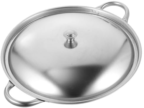 VICASKY Pot Anti-débordement en Acier Inoxydable 28 Cm avec Couvercle, Wok Maison pour Cuisson Haute Température, Casserole Grosse Capacité pour Fondue et Fruits de Mer