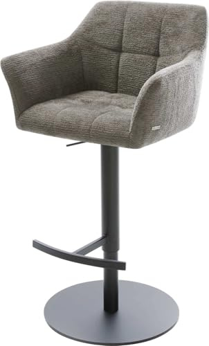 DELIFE Barstuhl Yulo-Flex Drehfuß höhenverstellbar Metall Schwarz Bouclé Soft Schlamm