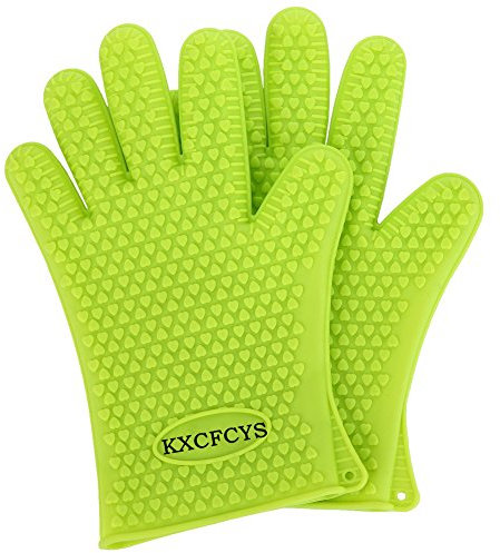 KXCFCYS Guantes de cocina con aislamiento de silicona, resistentes a altas temperaturas