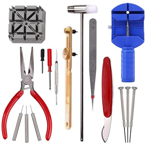 G4GADGET 16PC Watch Repair Tool Kit – Watch Battery Replacement Kit, Back Cover Opener, Strap Link Pin Remover, Watch Case Opener, Spring Bar Tool, Watch Repair Kit