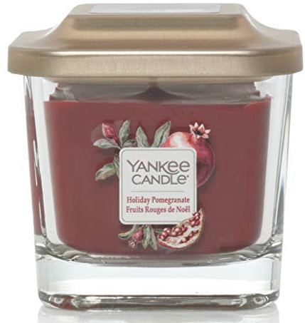 Yankee Candle Elevation Kollektion mit Plattformdeckel Kleine 1-Docht-Quadratkerze, Holiday Pomegranate