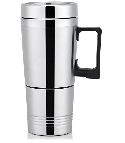Garsent 12V / 24V 300ml Bouilloire Voiture Électrique Portable, Bouteille Isotherme Chauffante Électrique de Voiture en Acier Inoxydable avec Allume-Cigare Chauffage pour Café, Thé.(24v)