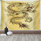 ABAKUHAUS Drachen Wandteppich, Ostchinesischen Myth aus Weiches Mikrofaser Stoff Waschbar ohne Verblassen Digitaldruck, 150 x 110 cm, Schwarz Senf
