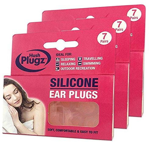 Hush Plugz Silicone Earplugs - Pack of 7 (3 Packs)