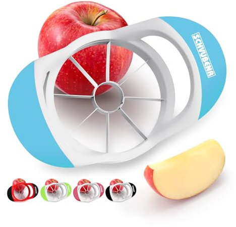 SCHVUBENR 3.5 inch Apple Slicer and Corer - Professional Stainless Steel Tool with 8 Sharp Blades (Blue)