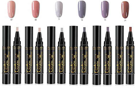 Anself Gel Nagellack Pen 6pcs One Step Nagel Gel Pen 3 in 1 UV-LED-Lampe einweichen Verfügbare Nail Art Tools