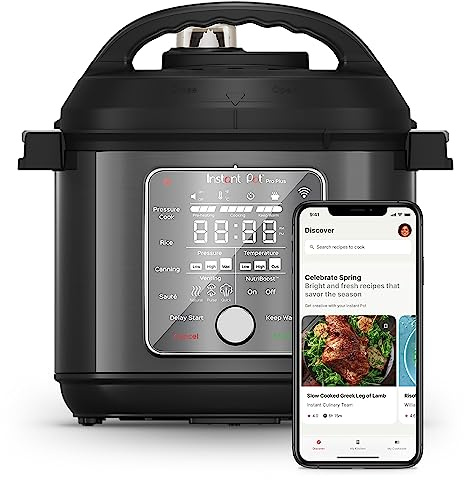 Instant Pot Pro Plus 10-in-1 Multi-Cooker, Electric Pressure Cooker, Slow Cook, Rice/Grain Cooker, Steamer, Sauté, Sous Vide, Yogurt Maker, Sterilizer, & Warmer, App With 800 Recipes, Black, 6 Quart