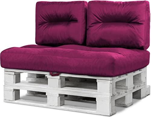normani Palettenkissen wasserdicht - Gemütliche Paletten Auflagen - Palettenauflagen für Balkon und Terasse - Paletten Kissen Farbe Berry