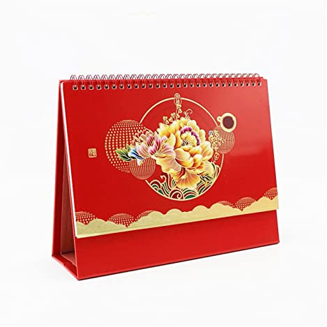 JKXWX Tischkalender Tischkalender 2022 Standing Flip Arbeits Hinweis Kalender Desktop Calendar Büro Fastfood- Tischkalender Red Schreibtisch Kalender