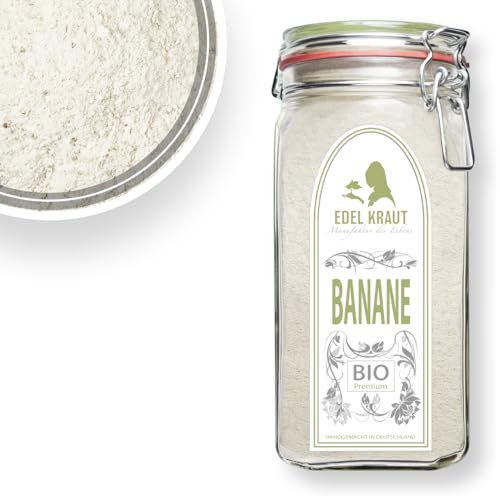 BIO Bananen Pulver 700g im Premium Glas | EDEL KRAUT - 100% grüne Banane Pulver aus kontrolliert biologischem Anbau