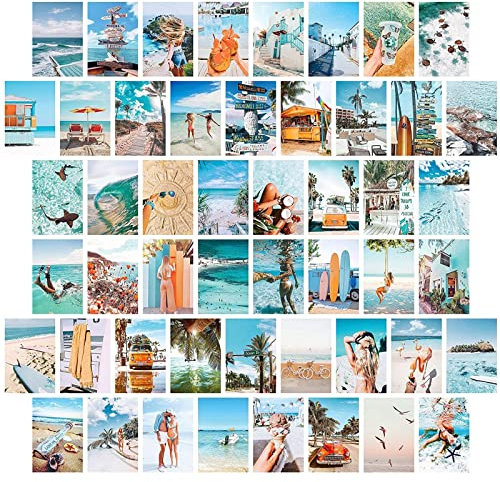 WAIZHIUA 50 Stück Summer Wall Collage Kit - Aesthetic Wandcollagen Set Indie Room Décor - Bilder Wand Collage Druck Kit - Fotowand Collage für VSCO Poster Mädchen und Jungen Teens