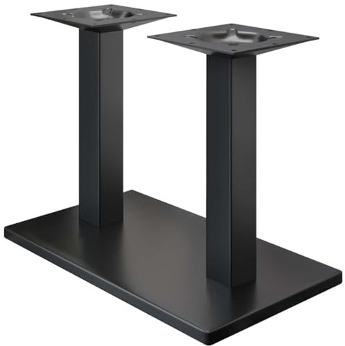 GGMMÖBEL Madrid | Doppel Tischgestell für Esstisch, Schreibtisch | Tischbeine | Schwarz | Tischfüße | Bodenplatte: 40 x 70 cm | Säule: 8 cm | Gesamthöhe: 72 cm