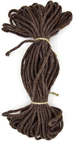 Premium Dark Brown Macrame Cord, 50 m / 164 ft of 5 mm Thick Natural Cotton Thread Yarn Macrame Rope for Wall Hangings, Plant Hangers, DIY Crafts, Home Decorations, Gift Wrapping (Hank)