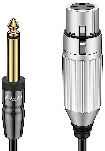 J&D XLR auf TS 6,35 mm Mikrofonkabel, PVC-Schale 6,35 mm 1/4 Zoll TS Männlich zu XLR Weiblich Unausgewogene Mikrofon Stereo Audio Adapter Kabel für Lautsprecher Mikrofon Gitarre Mixer und Verstärker