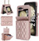 XIZYO for Samsung Galaxy Z Flip 5 Leather Crossbody Wallet Phone Case with Adjustable Removable Lanyard Strap, for Women Girls Cute Luxury Protective Cover with Card Slots, Rose Gold