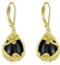 Schwarze Onyx Ohrringe Sterling Silber - Träne Boho Hängend 18K Gelb Gold Böhmen Filigrane Ohrhänger Schmuck Geschenke für Damen Mädchen