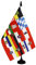 AZ FLAG - Tischflagge 16 Länder von Deutschland, 21 x 14 cm – kleine Flagge der Deutschen Lander, 100% Polyester, mit Fahnenstange von 25 cm und Sockel aus schwarzem Kunststoff