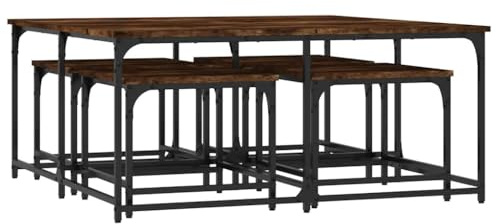 vidaXL Satztische 5 STK., Satztisch Couchtisch Rechteckig, Beistelltisch Sofatisch für Wohnzimmer Schlafzimmer, Tisch Kaffeetisch, Räuchereiche Holzwerkstoff
