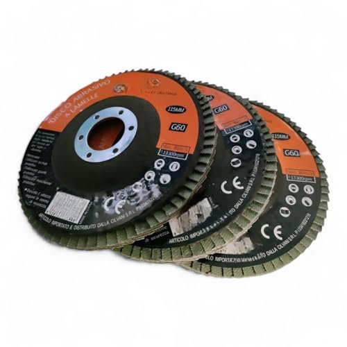 3 Dischi abrasivi lamellari per smerigliatrice angolare 115 mm per smerigliare legno ferro e marmo 4 grane disponibili (P60)