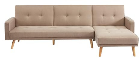 BAÏTA Ecksofa, umwandelbar, Luxi, 4-Sitzer, aus grauem Stoff