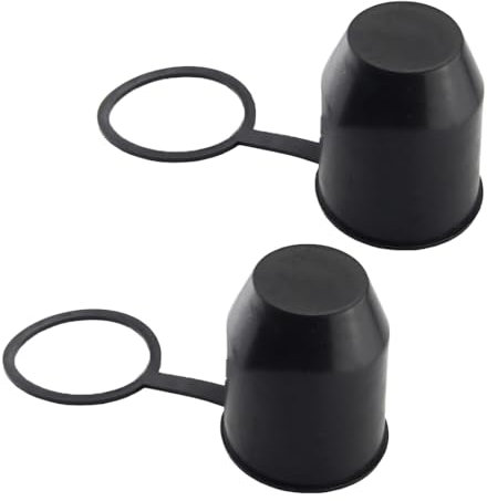 VIVIIHOO Set di tappi di protezione per gancio di traino, universale, per protezione da polvere e acqua, copertura a sfera per auto, camper e rimorchi (2 pezzi, nero)