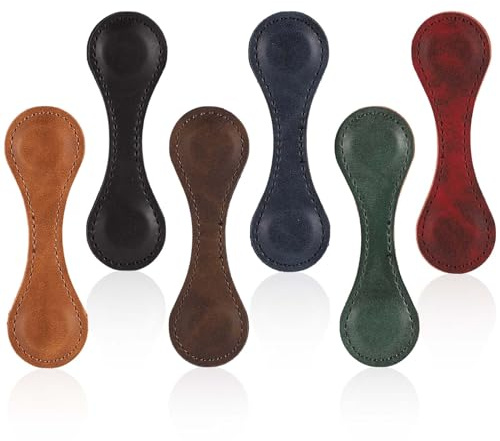 6stk Magnetische Lesezeichen aus Leder, 10x3cm Doppelseitig Lesezeichen zum Lesen Lernen, Magnetische Buchklammern zum Speichern Ihrer Seite Geschenk für Buchliebhaber Jugendliche(6 Farben)