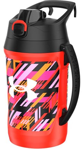 Under Armour Sports Water Jug, 64oz Insulated Water Bottle w/Handle, Half Gallon, Fence Hook, Leak Resistant, Baseball, Football & More