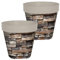 TIENDA EURASIA - Pack 2 Macetas Decorativas de Interior, Material de Plástico Resistente, Diseños Modernos y Originales (Ø 30 cm x 26,2 cm, Taupe)