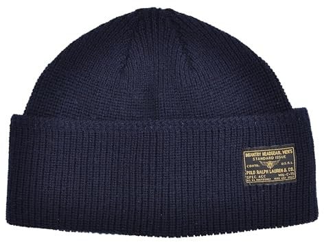 Ralph Lauren Strickmütze Mütze Beanie Wolle Blau One Size