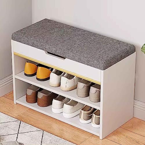 Generic Shoe Rack Bench for Entryway with Storage and Seating, Narrow Storage Bench for Bedroom End of Bed Under Window Storage Cabinet