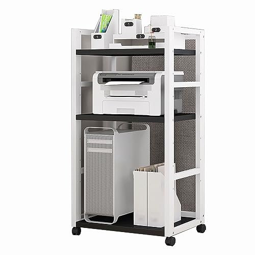 Carrello Porta Computer e Stampante con Ruot, Facile da Pulire Tavolo Stampante con Design Moderno, Arrello da Cucina, Porta Stampante da Scrivania con Rotelle ( Color : White-B , Size : 40*40*100cm )