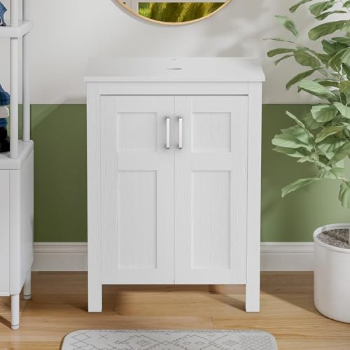 ARTETHYS Bathroom Sink Cabinet, Bathroom Storage Cabinet, Vanity Units, 60cm Modern Bathroom Cabinets Free Standing Without Sink, White