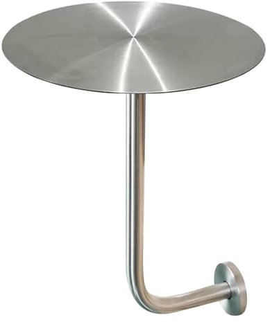 Runder Bistrotisch, Cocktailbartisch aus Edelstahl, Kneipentische mit L-förmiger Wandhalterung, Esstisch für kleine Räume/Outdoor-Couchtisch für die Terrasse – Silber (50 x 50 x 45 cm)