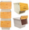 Stackable Toy Storage Box on Wheels with Front Lid, Plastic Organisation Boxes for Toys Snacks Clothes, Multi-Purpose Tower Organisers for Kitchen, Bathroom, Bedroom (Cream-Bamboo Efect, 3x33 Litre)