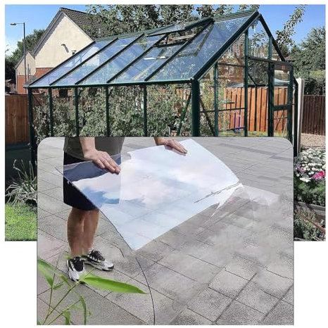 Rygcrud Außenbereich Polycarbonat Gewächshaus-Platten, 2 mm / 3 mm Kunststoff-Paneele Für Vordach, Schuppenfenster, Pflanzenständer Dach Ersatz wasserdichte Abdeckung(2mm,2.6x16.4ft)